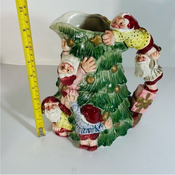 Fitz & Floyd Vintage "Old World Christmas Elves" Ceramic Trim-A-Tree 2Qt Pitcher - Picture 6 of 9